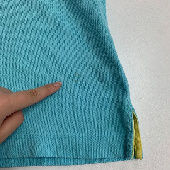 Lilly Pulitzer Shirt Womens S Small Aqua Polo Stretch Slit Hem Cap Sleeve *READ - Picture 10 of 12
